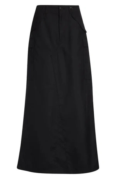 Junya Watanabe Wool Blend Serge Maxi Skirt In Black
