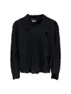 Junya Watanabe V-neck Knitwear With Distressed Long Sleeves In Blue