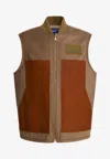 Junya Watanabe Sleeveless Jacket With Patch Pockets And Contrast Panels In Multi