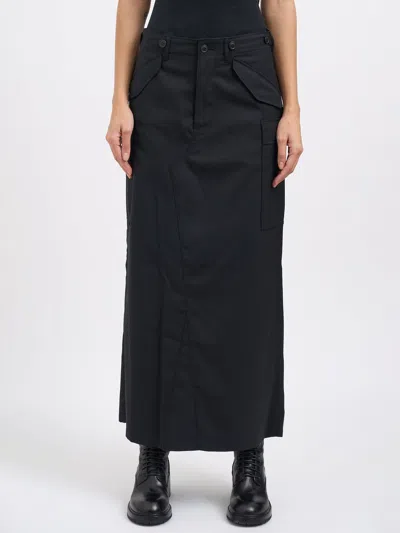 Junya Watanabe Wool Cargo Skirt In Black
