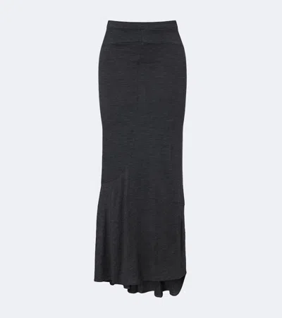 Junya Watanabe Wool Jersey Maxi Skirt In Gray