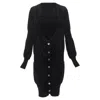Junya Watanabe Wool Low Cut Long Button Up Cardigan Sweater In Black
