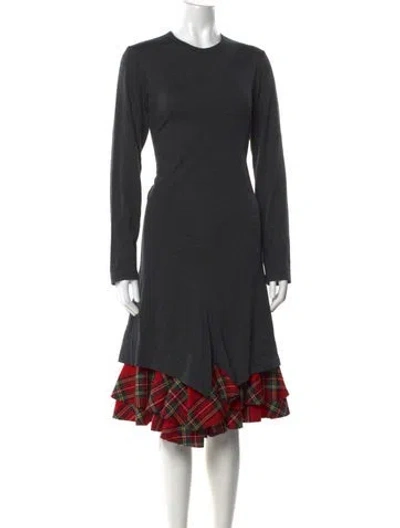 Pre-owned Junya Watanabe Wool Midi Length Dress In Gray