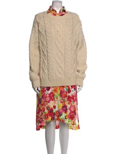Pre-owned Junya Watanabe Wool Midi Length Dress In Neutrals