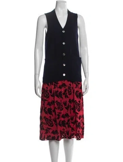 Pre-owned Junya Watanabe Wool Midi Length Dress In Red