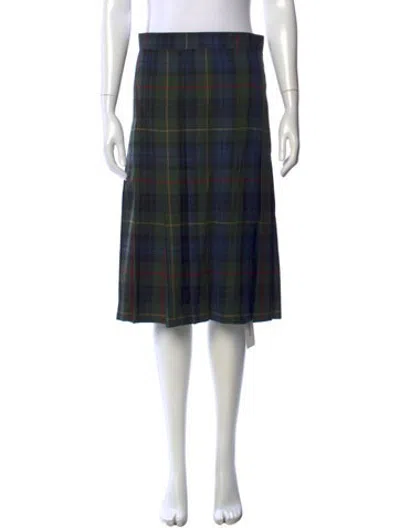 Pre-owned Junya Watanabe Wool Midi Length Skirt In Green