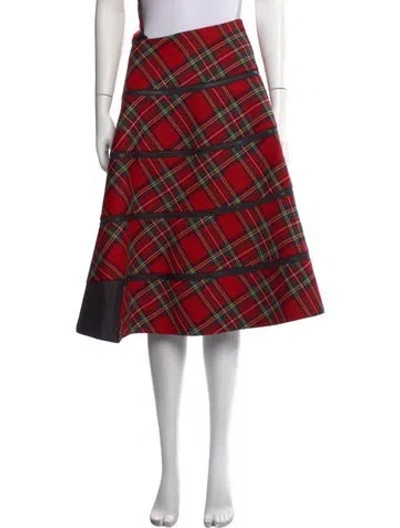 Pre-owned Junya Watanabe Wool Midi Length Skirt In Red