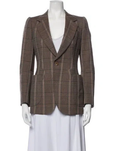 Pre-owned Junya Watanabe Wool Plaid Print Blazer In Brown