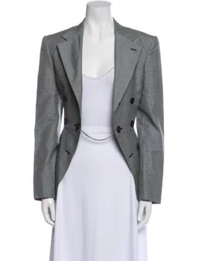 Pre-owned Junya Watanabe Wool Plaid Print Blazer In Gray