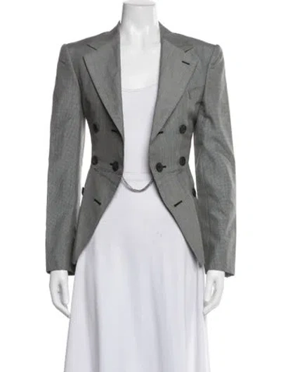 Pre-owned Junya Watanabe Wool Plaid Print Blazer In Gray