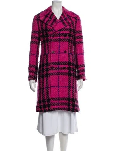 Pre-owned Junya Watanabe Wool Plaid Print Coat In Pink