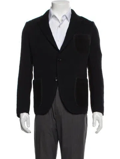 Pre-owned Junya Watanabe Wool Plaid Print Peacoat In Black