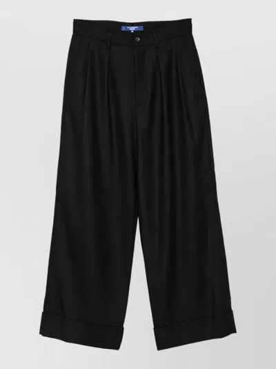 Junya Watanabe Wool Pleated Wide-leg Trousers In Black