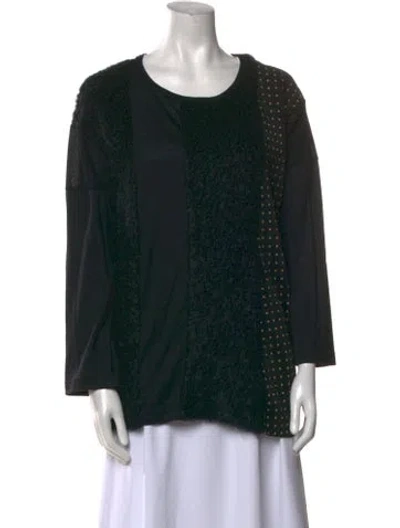 Pre-owned Junya Watanabe Wool Scoop Neck Sweater In Black