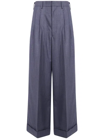 Junya Watanabe Wool Serge Trousers In Animal Print