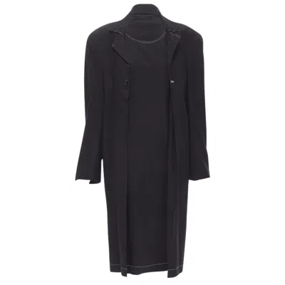 Junya Watanabe Wool Shoulder Padded Layer Coat Dress In Black