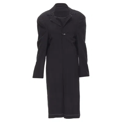Pre-owned Junya Watanabe Wool Shoulder Padded Layered Coat Dress In Black