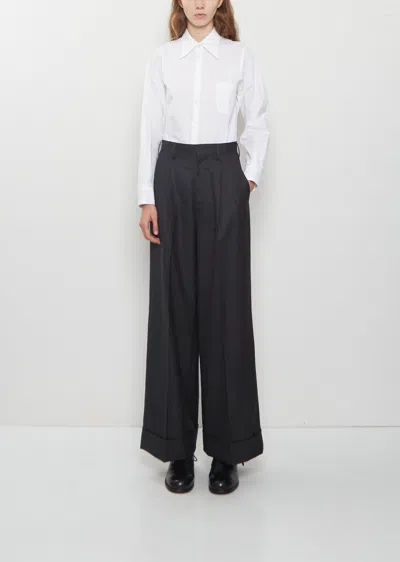 Junya Watanabe Wool Stripe Pleated Trouser In Charcoal