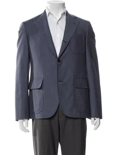 Pre-owned Junya Watanabe Wool Striped Blazer In Blue