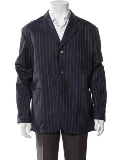 Pre-owned Junya Watanabe Wool Striped Utility Jacket In Blue