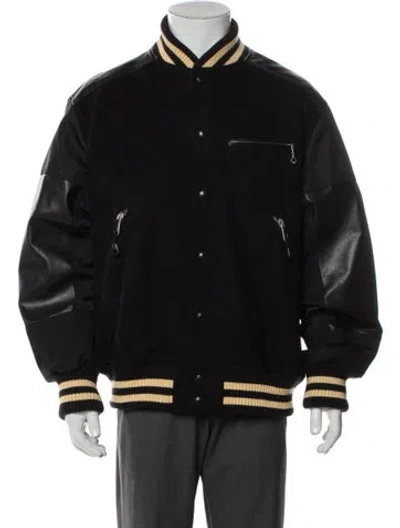 Pre-owned Junya Watanabe Wool Striped Varsity Jacket In Black