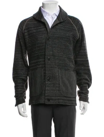 Pre-owned Junya Watanabe Wool Tweed Pattern Peacoat In Green