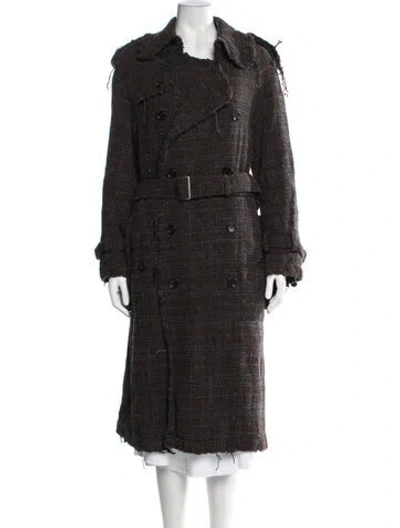 Pre-owned Junya Watanabe Wool Tweed Pattern Trench Coat In Brown/green
