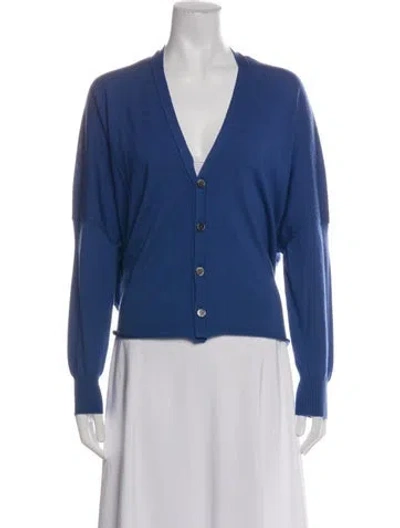 Pre-owned Junya Watanabe Wool V-neck Sweater In Blue