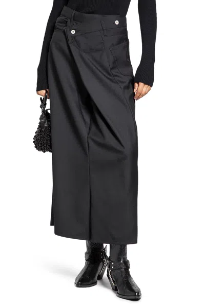 Junya Watanabe Wrap Front Skirt In Wool In Black