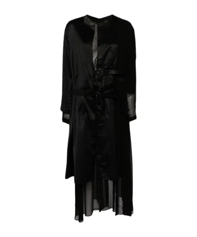 Junya Watanabe Wrap-style Waist-cinching Dress In Black
