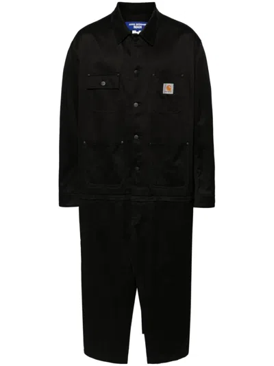 Junya Watanabe X Carhartt Langer Mantel Mit Kontrastkragen In Schwarz
