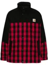 Junya Watanabe Check Pattern Jacket With Frontal Zip And Snap Button Closure In Red