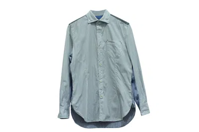 Junya Watanabe X Comme Des Garcon Striped Button Down Shirt In Blue Cotton In Multi
