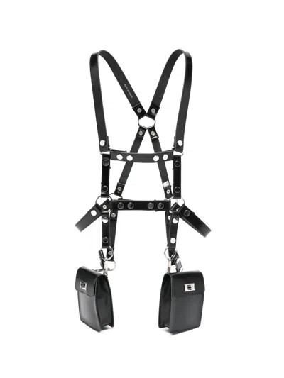 Junya Watanabe Leather Harness With Detachable Pouches In Black
