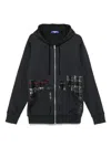 Junya Watanabe Black Patchwork Zip-up Hoodie In Blue