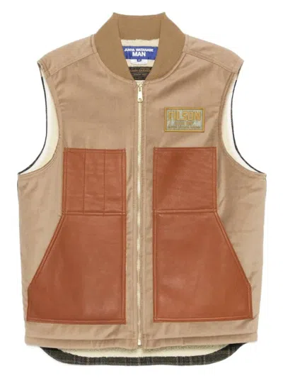 Junya Watanabe X Comme Des Garçons X Filson Leather-panelled Full-zip Vest Clothing In Multi