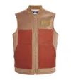 Junya Watanabe Sleeveless Jacket With Patch Pockets And Contrast Panels In Brown