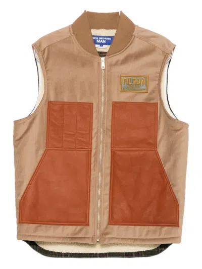 Junya Watanabe X Filson Logo-patch Zip-front Gilet In Brown