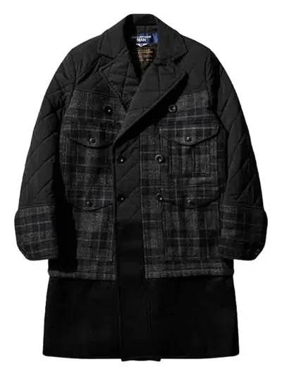 Junya Watanabe X Filson Quilted Check Coat In Black