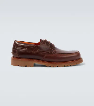 Junya Watanabe X Heinrich Dinkelack Leather Boat Shoes In Brown