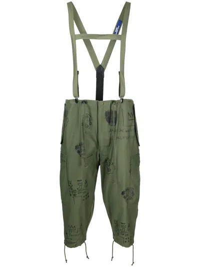 Pre-owned Junya Watanabe X Jean-michel Basquiat Cropped-hose In Green