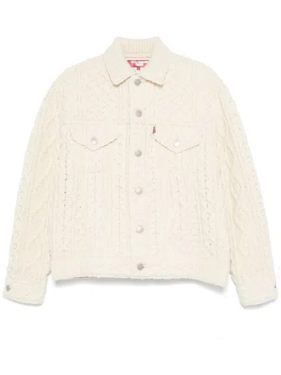 Junya Watanabe X Levi's Aran-knit Cardigan - Men's - Wool In White