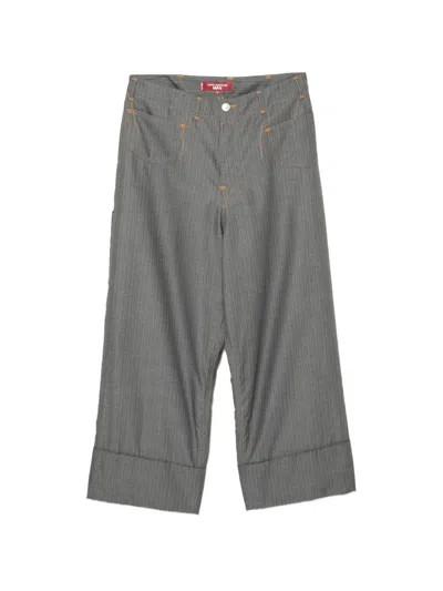 Junya Watanabe X Levi's Pinstripe Cuffed Trousers In Gray
