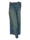 Junya Watanabe Asymmetric Stonewashed Denim Wide Leg Jeans In Blue