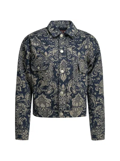 Junya Watanabe Jacquard Levi S Collared Jacket Allover Print In Black