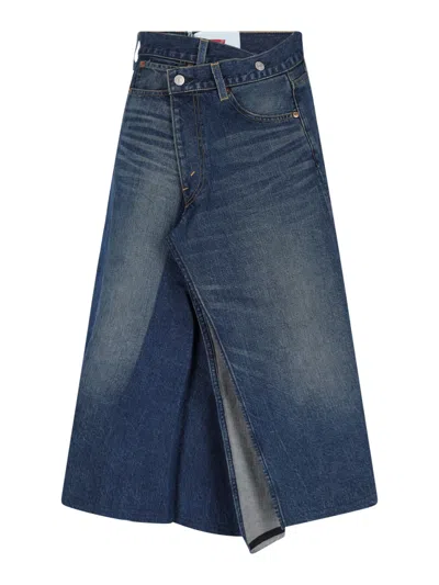 JUNYA WATANABE X LEVIS STRAUSS DENIM LOGO MIDI SKIRT