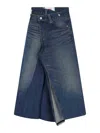 Junya Watanabe Skirt With Back Pockets And Contrast Stitching In Blue