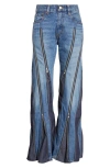 Junya Watanabe Flared Denim Trousers With Zipper Detail In Multi