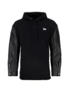 Junya Watanabe Cotton Sweatshirt With Leather Sleeve Panels In Black