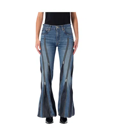 Junya Watanabe Zip Detailed Jeans In Blue